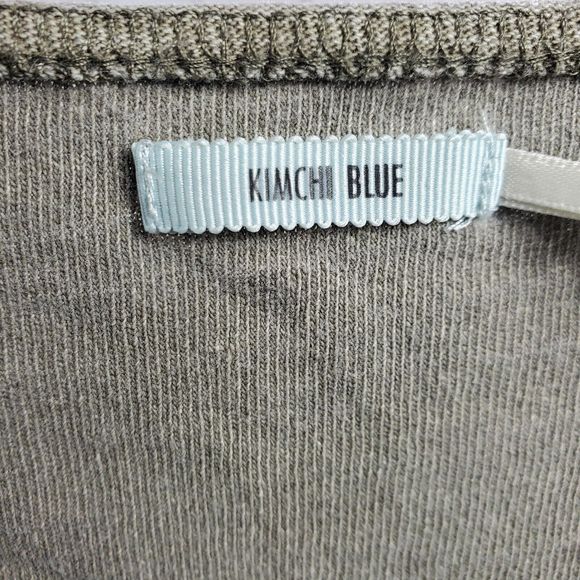 Kimchi Blue Women's Cardigan Size Medium Olive Green Open Front Preppy - Picture 3 of 8